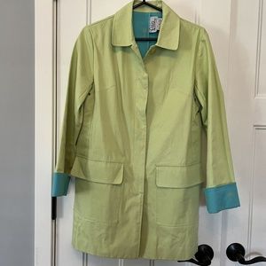 Lilly Pulitzer Cabana Green Lined Palm Beach Jacket Coat Rain/Trench Size S